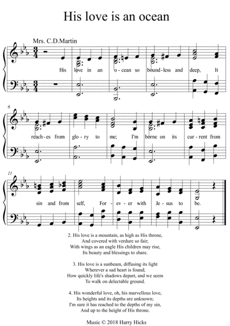 His Love Is An Ocean A New Tune To A Wonderful Old Hymn Sheet Music