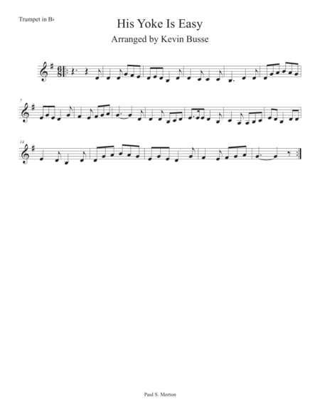 Free Sheet Music His Yoke Is Easy Trumpet