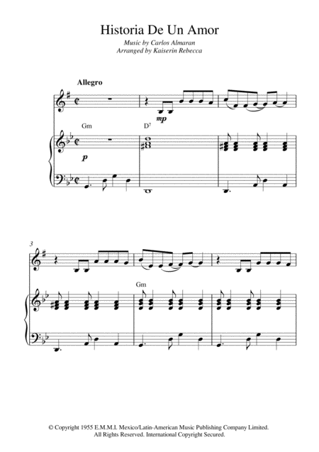 Historia De Un Amor Alto Sax Solo And Piano Accompaniment Sheet Music