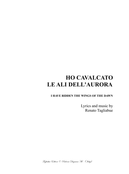 Ho Cavalcato Le Ali Dell Aurora For Satb Choir And Organ Sheet Music