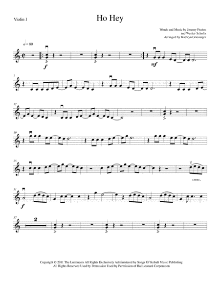 Ho Hey String Quartet Sheet Music