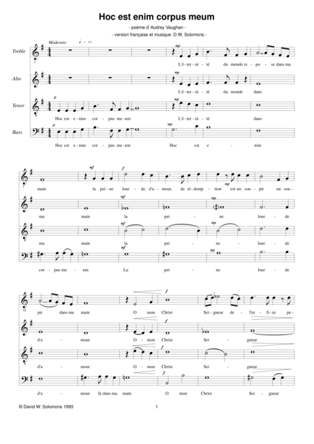 Free Sheet Music Hoc Est Enim Corpus Meum French Version For Satb Choir