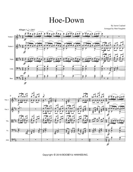 Hoe Down From Rodeo For String Orchestrra Sheet Music