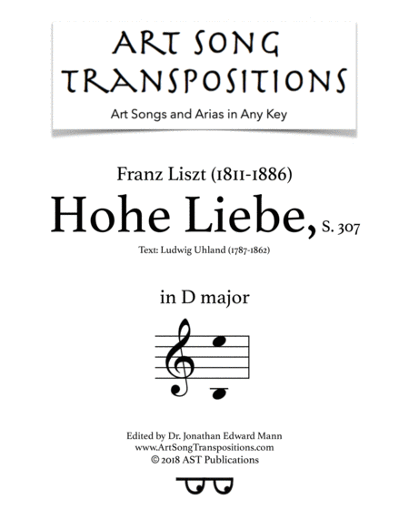 Free Sheet Music Hohe Liebes 307 D Major