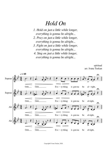 Hold On Just A Little While Longer For Ssaa A Cappella Sheet Music