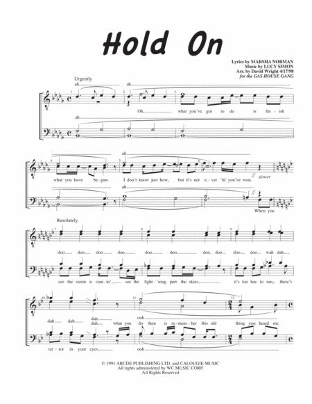 Hold On M Quartet Pricing Sheet Music