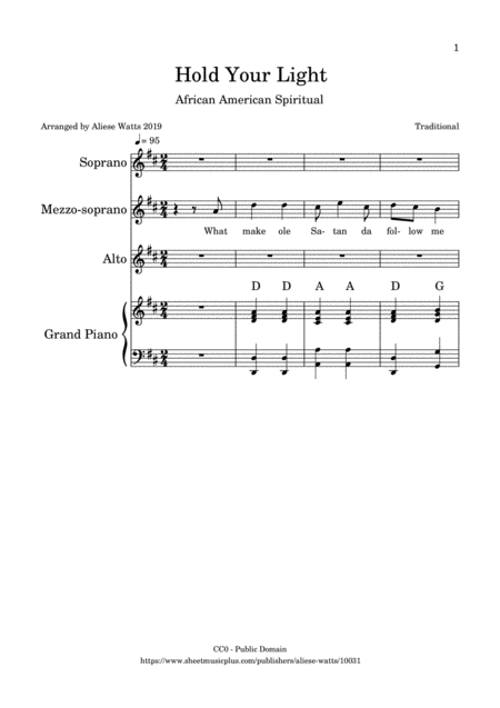 Free Sheet Music Hold Your Light