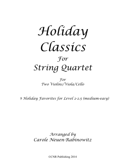 Free Sheet Music Holiday Classics For String Quartet