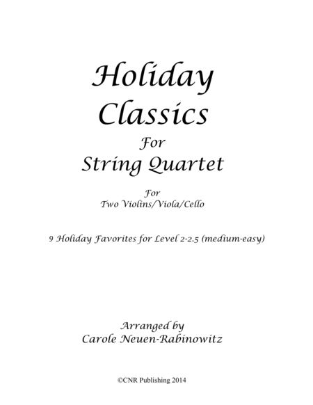 Holiday Classics For String Quartet Sheet Music