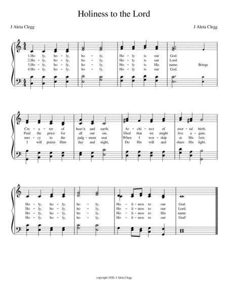 Free Sheet Music Holiness To The Lord