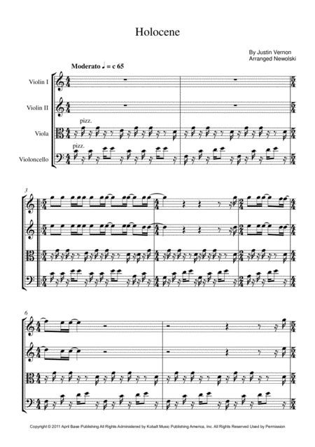 Holocene String Quartet Score And Parts Sheet Music