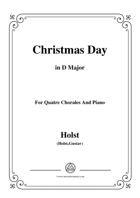 Free Sheet Music Holst Christmas Day In D Major For Quatre Chorales