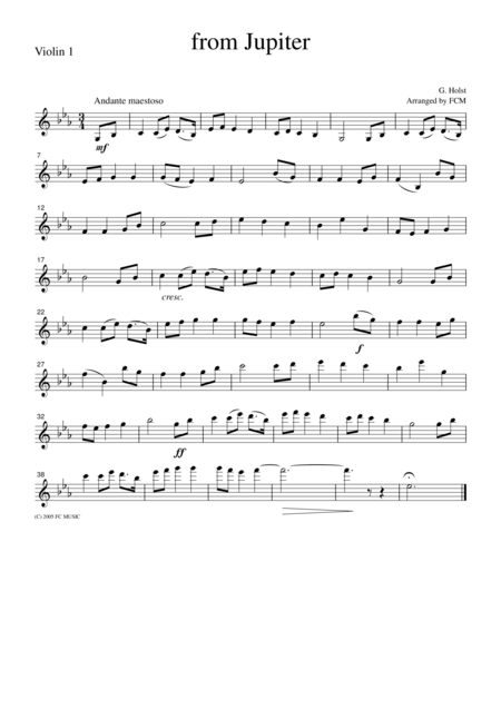 Free Sheet Music Holst From Jupiter For String Quartet Ch201