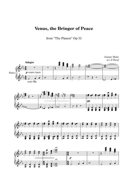 Holst Venus From The Planets Piano Solo Sheet Music