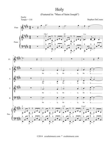 Holy From Mass Of Saint Joseph Sheet Music