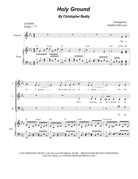 Free Sheet Music Holy Ground For Sab