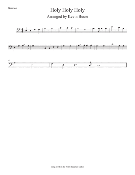 Free Sheet Music Holy Holy Holy Easy Key Of C Bassoon
