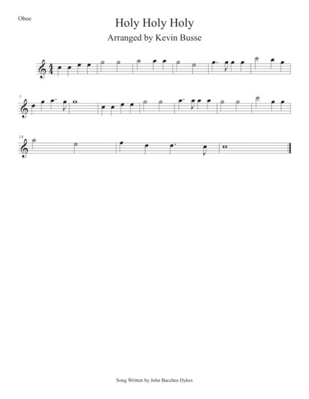 Holy Holy Holy Easy Key Of C Oboe Sheet Music