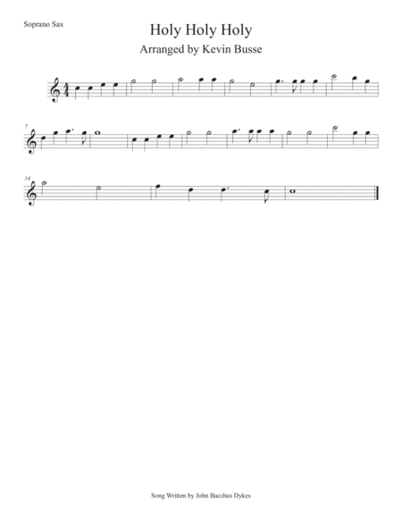 Holy Holy Holy Easy Key Of C Soprano Sax Sheet Music