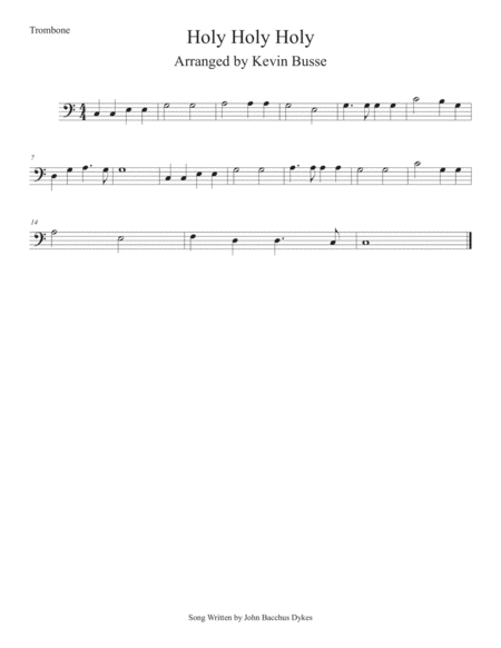 Holy Holy Holy Easy Key Of C Trombone Sheet Music