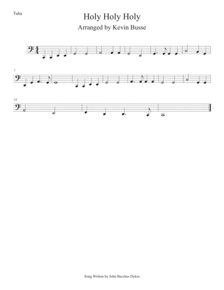 Holy Holy Holy Easy Key Of C Tuba Sheet Music