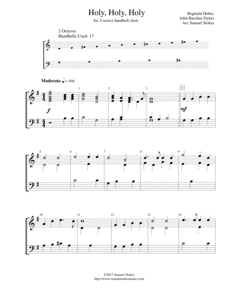 Free Sheet Music Holy Holy Holy For 2 Octave Handbell Choir