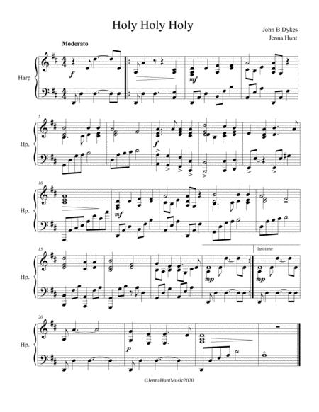 Free Sheet Music Holy Holy Holy For Harp With Optional Repeat