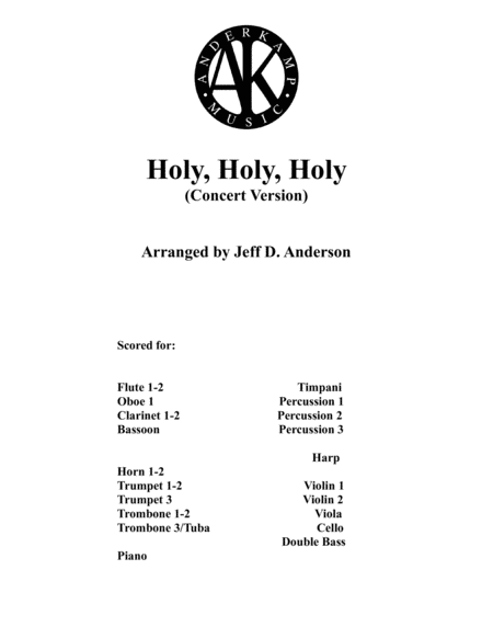 Free Sheet Music Holy Holy Holy Instrumental For Orchestra