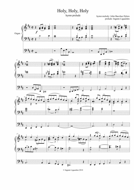 Holy Holy Holy J B Dykes Hymn Prelude Sheet Music