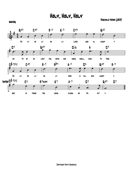 Holy Holy Holy Jazz Version Sheet Music