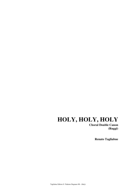 Free Sheet Music Holy Holy Holy Tagliabue Ruggi Choral Double Canon