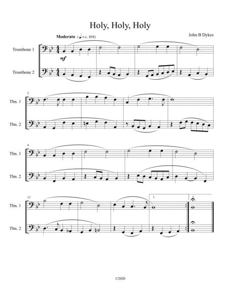 Free Sheet Music Holy Holy Holy Trombone Duet