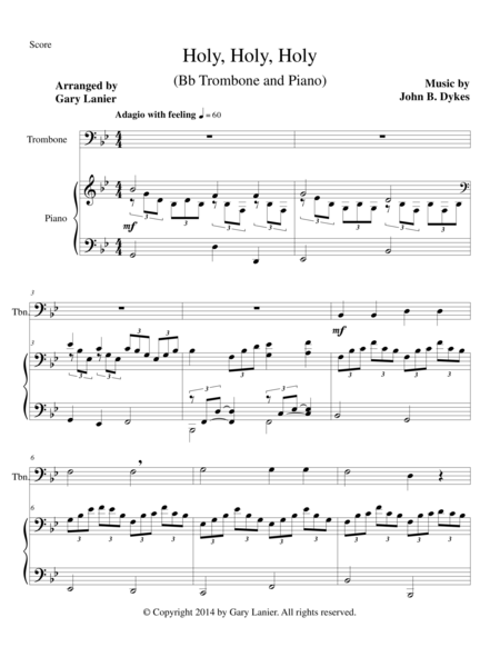 Holy Holy Holy Trombone Piano And Trombone Part Sheet Music