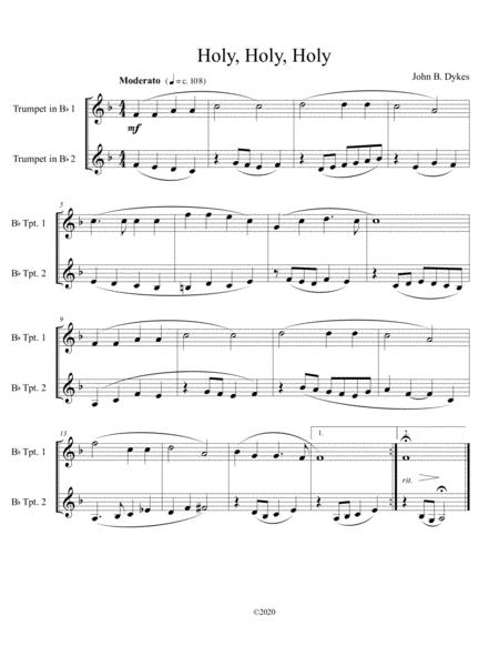 Free Sheet Music Holy Holy Holy Trumpet Duet
