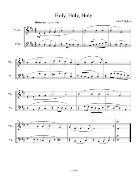 Free Sheet Music Holy Holy Holy Violin And Cello Duet
