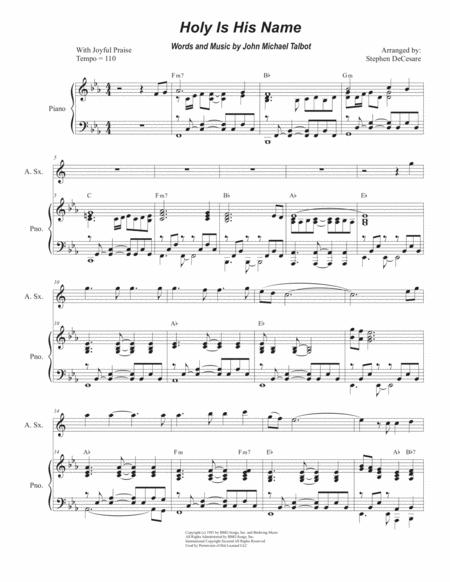 Holy Is His Name Alto Saxophone And Piano Sheet Music