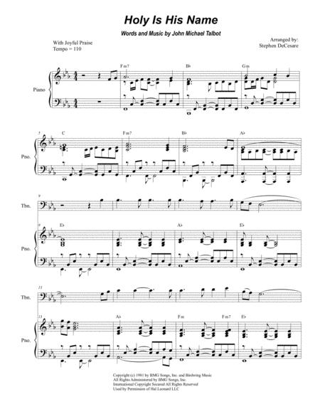 Free Sheet Music Holy Is His Name For Trombone Solo And Piano