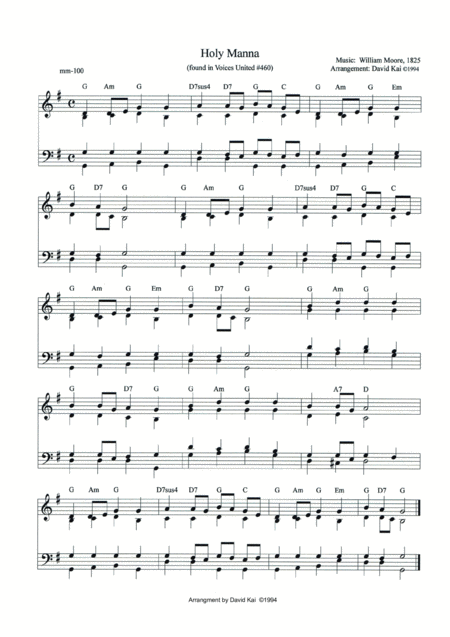 Holy Manna Arrangement Sheet Music