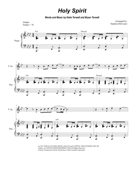 Free Sheet Music Holy Spirit Duet For Soprano And Tenor Saxophone