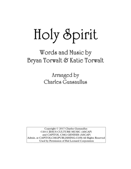 Holy Spirit Francesca Battistelli String Quartet Sheet Music