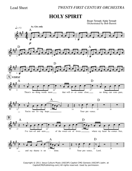 Holy Spirit Lead Sheet Sheet Music