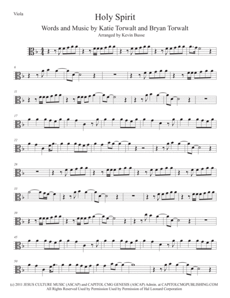 Holy Spirit Viola Sheet Music