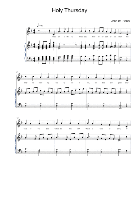 Free Sheet Music Holy Thursday