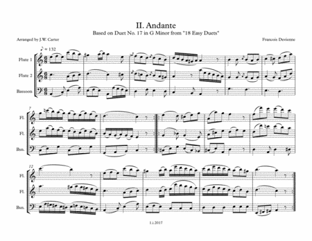 Homage A Devienne Suite In 3 Pieces An Encore 2 Flutes Bassoon Ii Andante Sheet Music