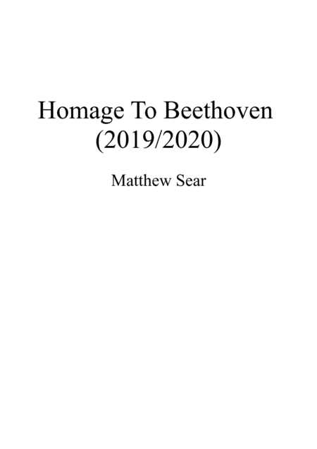 Homage To Beethoven For Solo Piano Sheet Music