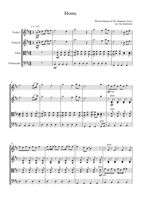 Home String Quartet Sheet Music