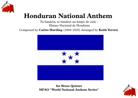 Honduran National Anthem Tu Bandera Tu Bandera Un Lampo De Cielo Himno Nacional De Honduras For Brass Quintet Sheet Music