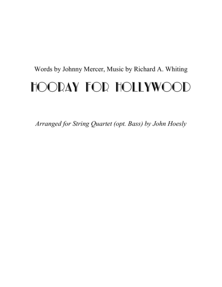 Hooray For Hollywood String Quartet Opt Bass Sheet Music