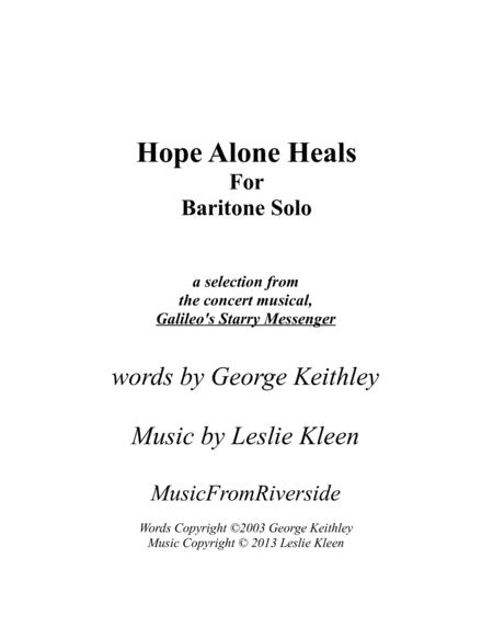 Free Sheet Music Hope Alone Heals For Baritone Solo And Piano