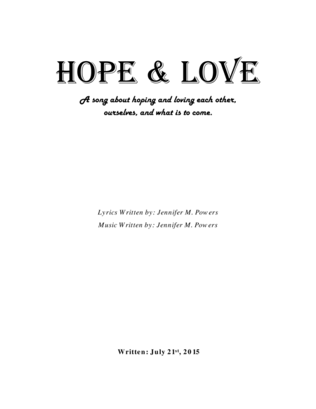 Hope Love Sheet Music With Lyrics Sheet Music